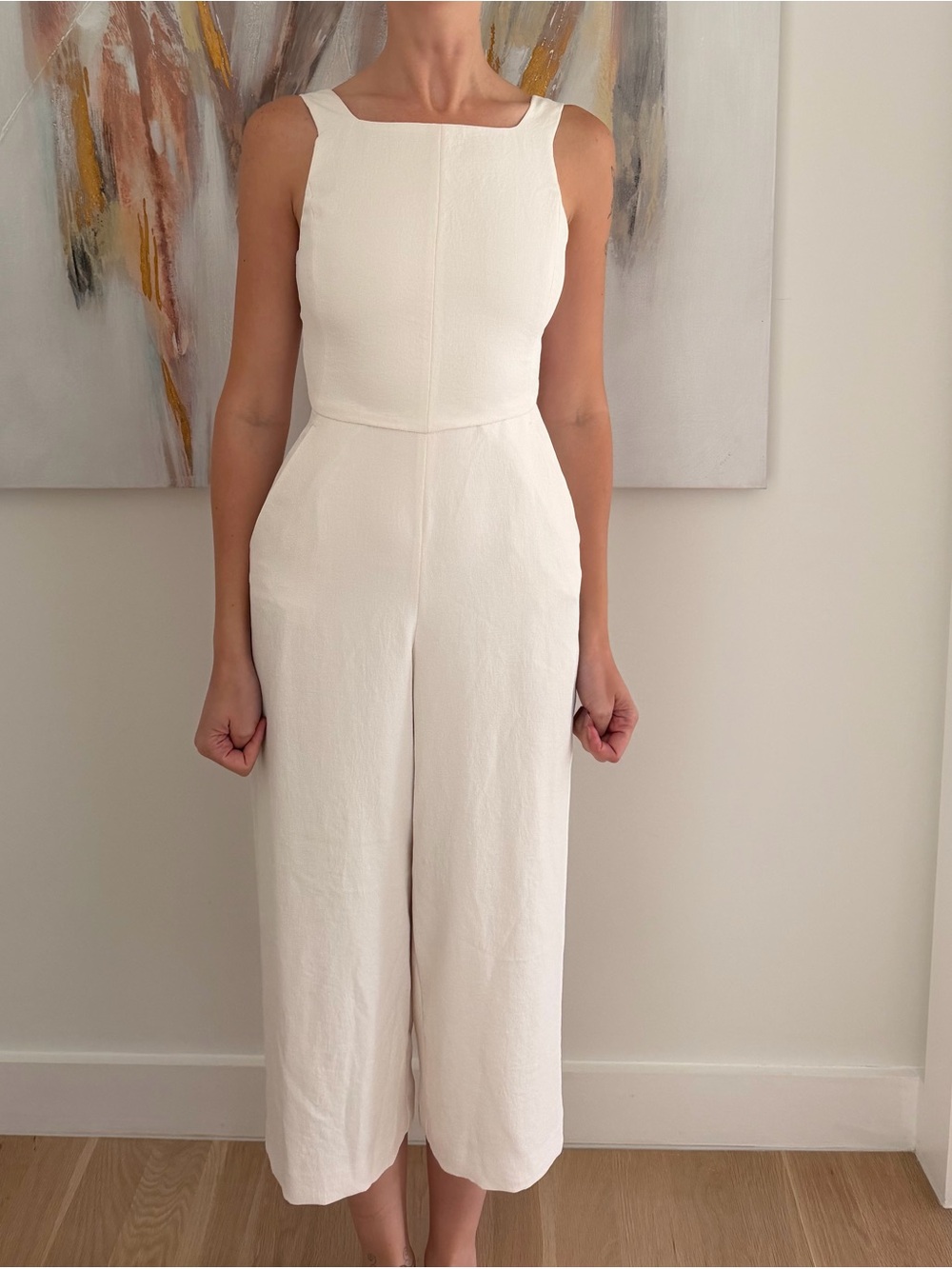 Wilfred Ivory Sleeveless Cropped Wide-Leg Jumpsuit